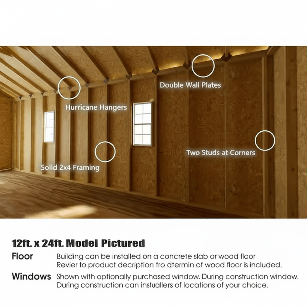 BestBarns Single Car Wooden Garage Kit – 24×24 ft