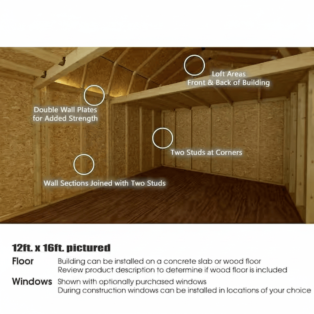 BestBarns Single Car Wooden Garage Kit – 12×16 ft